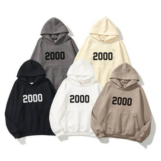 New Shoulder Sleeve Double layer Hat Double line Trendy Brand Hoodie High Street Loose Velvet 2000 Word Hoodie Men's and Women's Hoodie